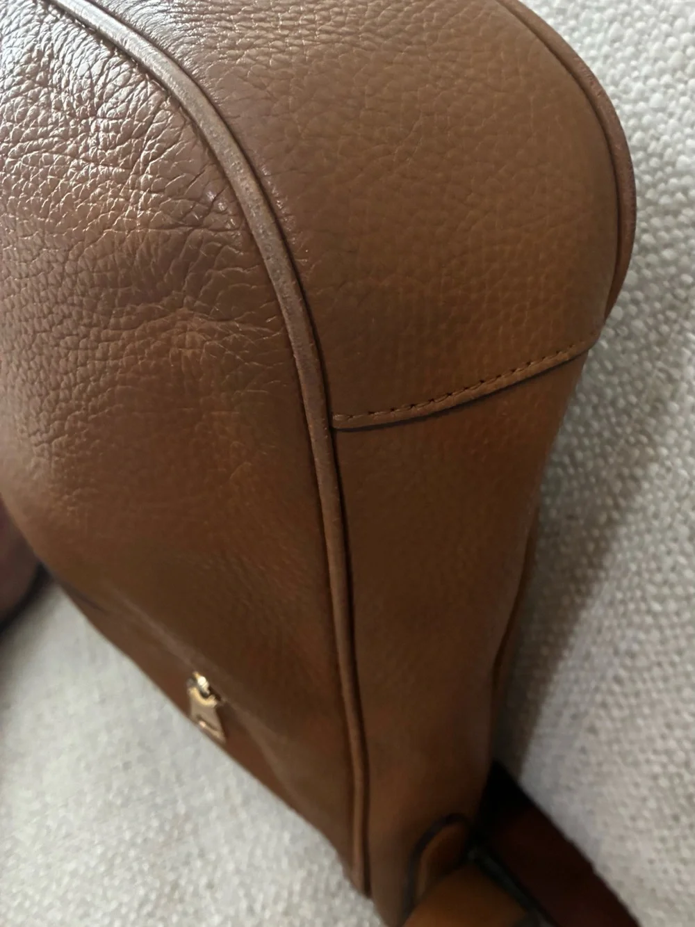 Coach EUC Ellie File Bag Pebbled Leather Crossbody Light Saddle N9G2278-C1648